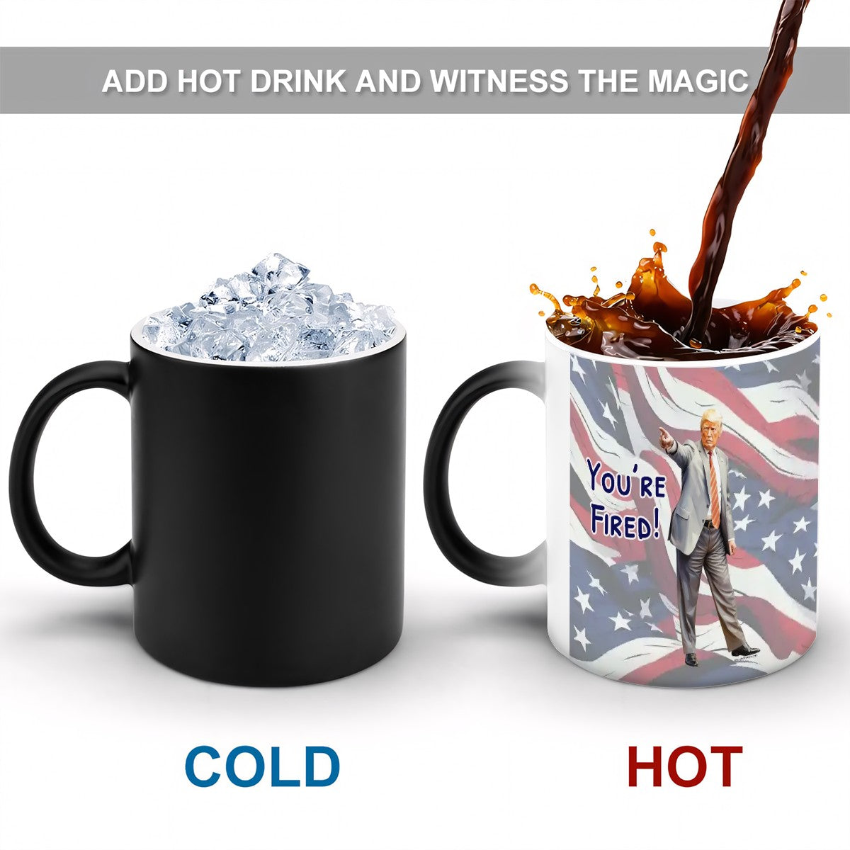 Sarcastic Sasquatch, "Your fired!" Color Changing 11oz Mug, Color Changing 11oz Mug, Coffee Cup