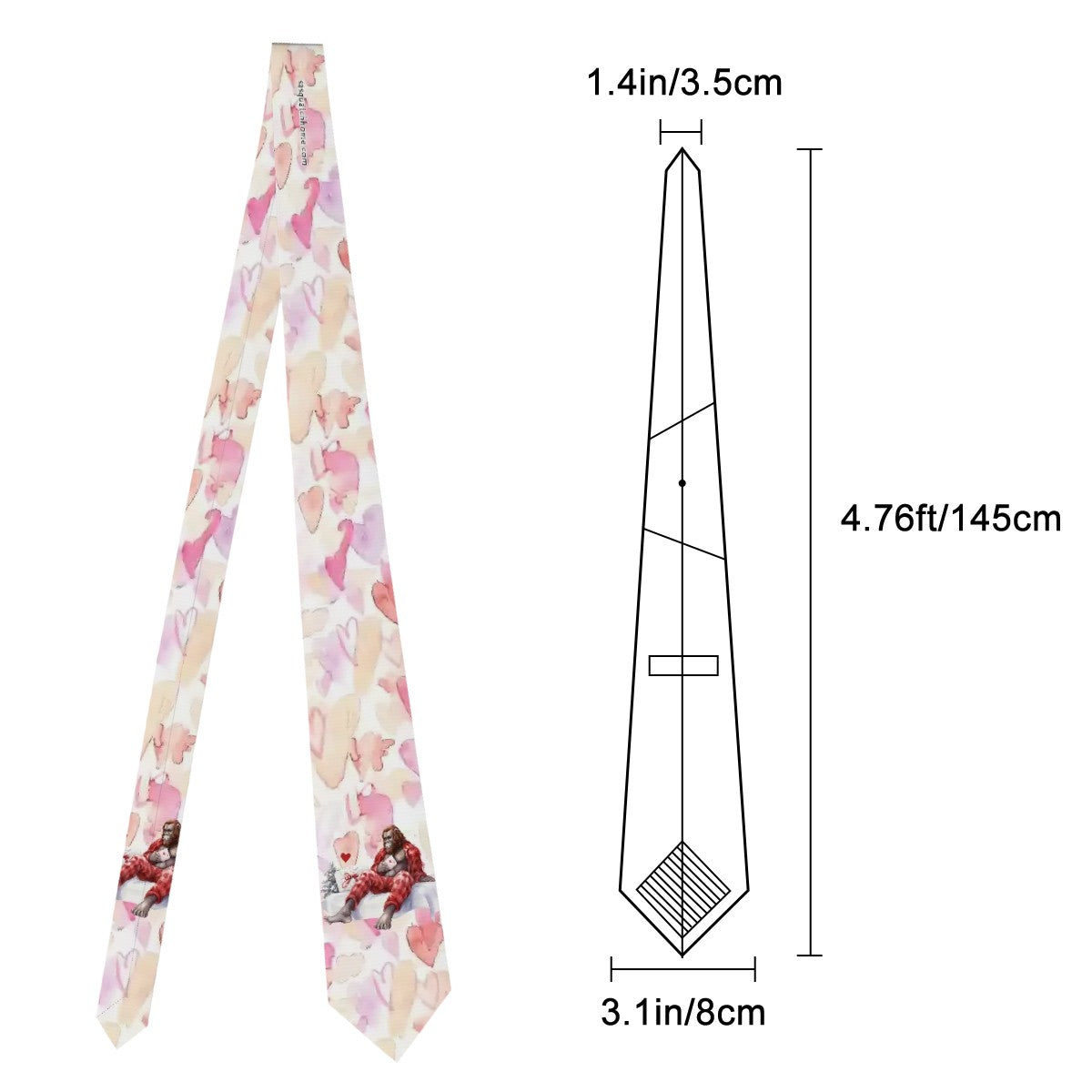 Valentine Bigfoot, Sasquatch, Silky Polyester Dapper Neck Tie