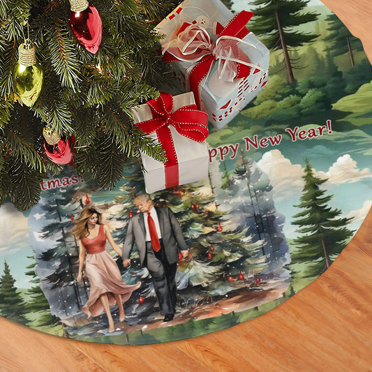 Donald & Melania Trump, Plush Christmas Tree Skirt – 3 Sizes