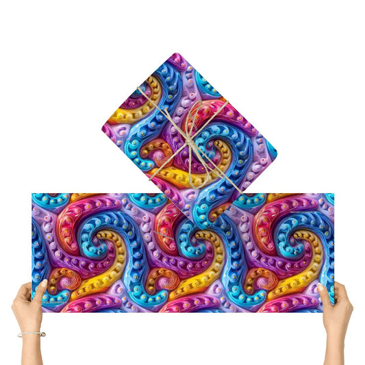 Psychedelic Design, 3 Pack Gift Wrapping Paper Sheets