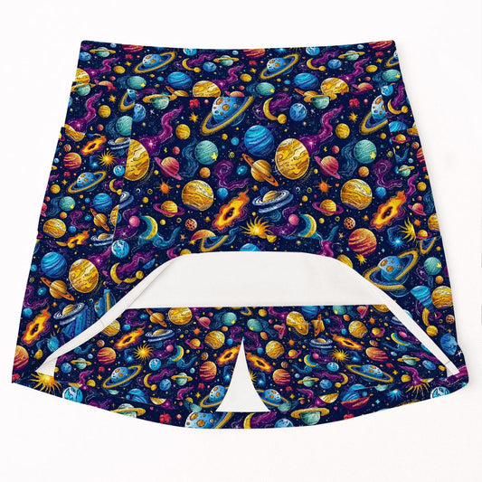 12 Galaxy / Outer Space Designs, Women’s Milk Silk Sports Skorts with Pockets