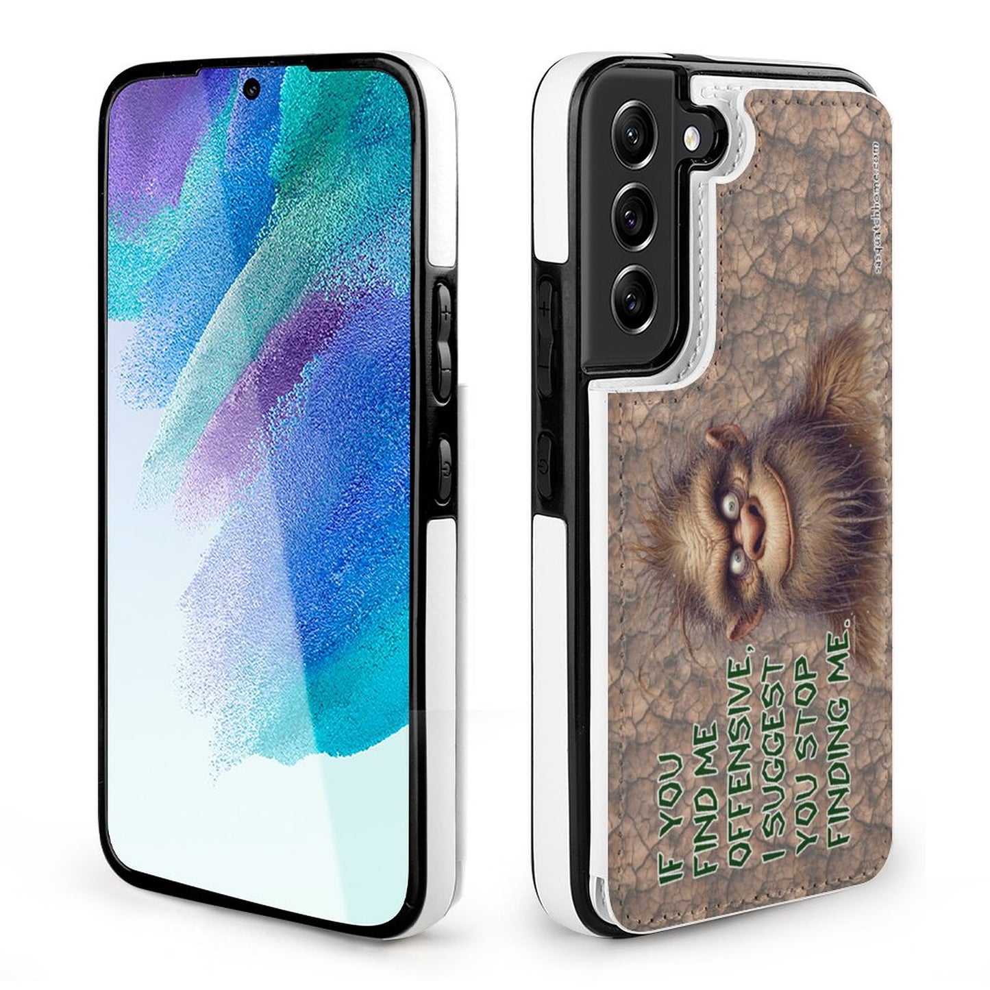 Sasquatch, Bigfoot "If you find me offensive", Samsung S22 Cell Phone Case / Folding Wallet