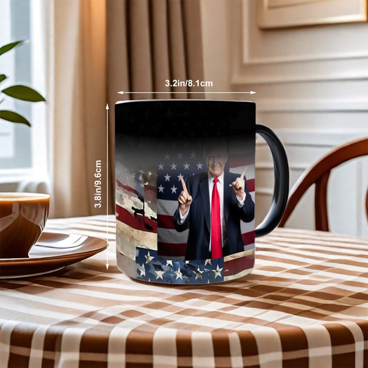 Sarcastic Sasquatch, "Smiling Trump " Color Changing 11oz Mug, Color Changing 11oz Mug, Coffee Cup