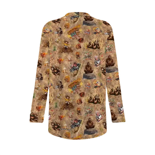 Sasquatch Themed Women’s long sleeved cardigan, sweater vest