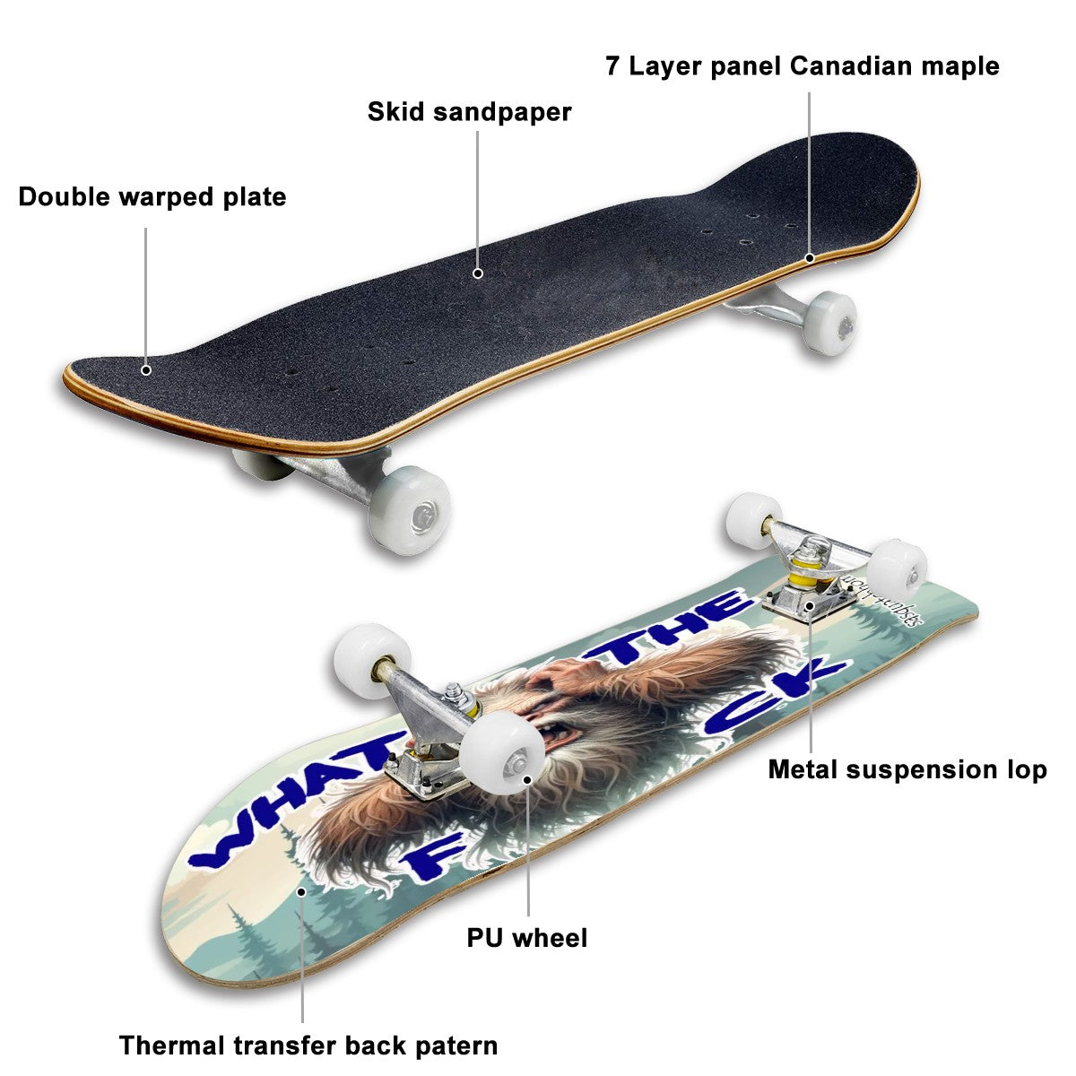 WTF, High Density 7 Layer Skateboard, Made In USA