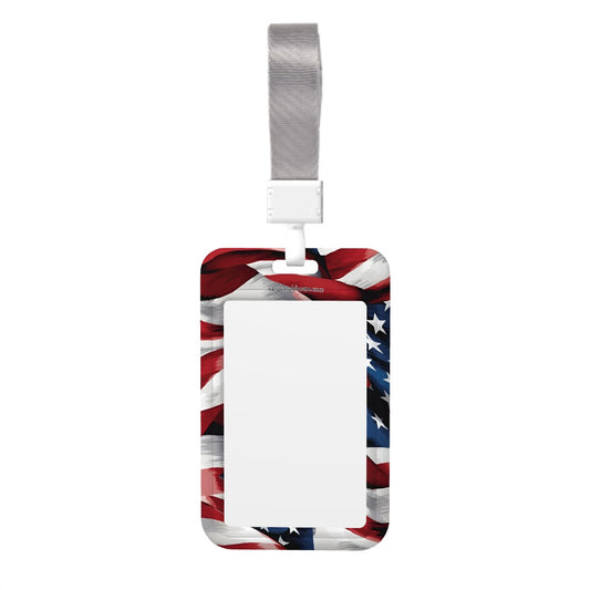 Patriotic Sasquatch Girl - Durable Double Sided Badge Holder