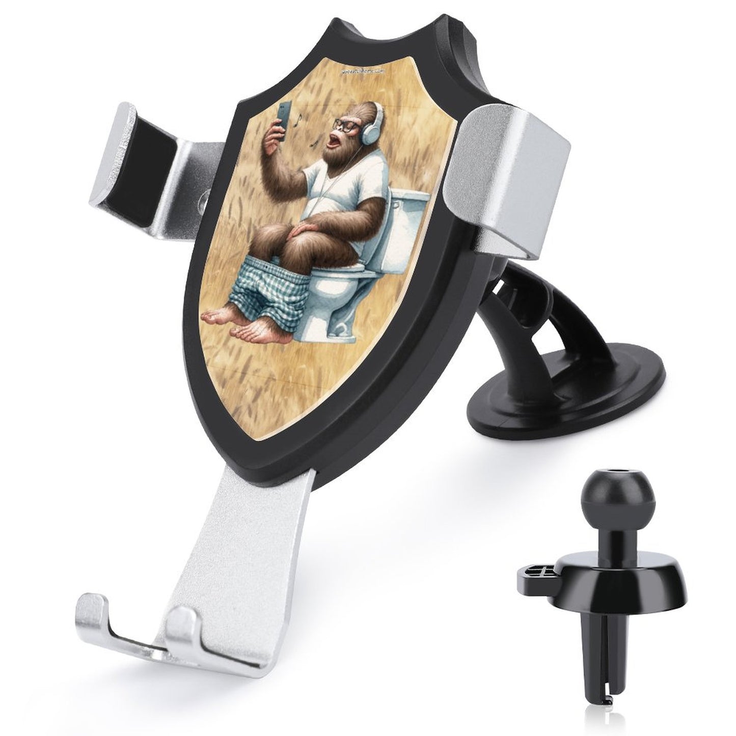 Bigfoot, Sasquatch, Toilet Singing Car Mount Mobile Phone Holder