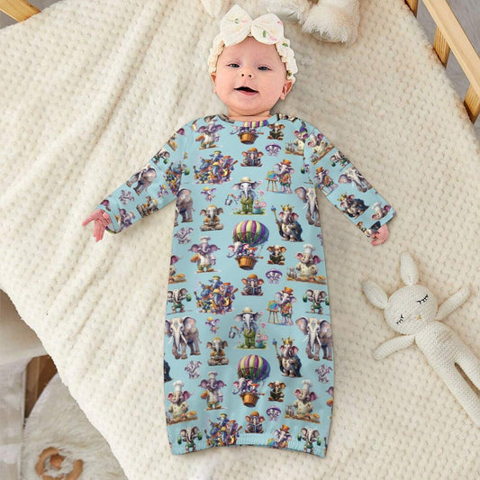 16 Misc Designs, Baby Long Sleeve Faux Cotton Sleeper Gown