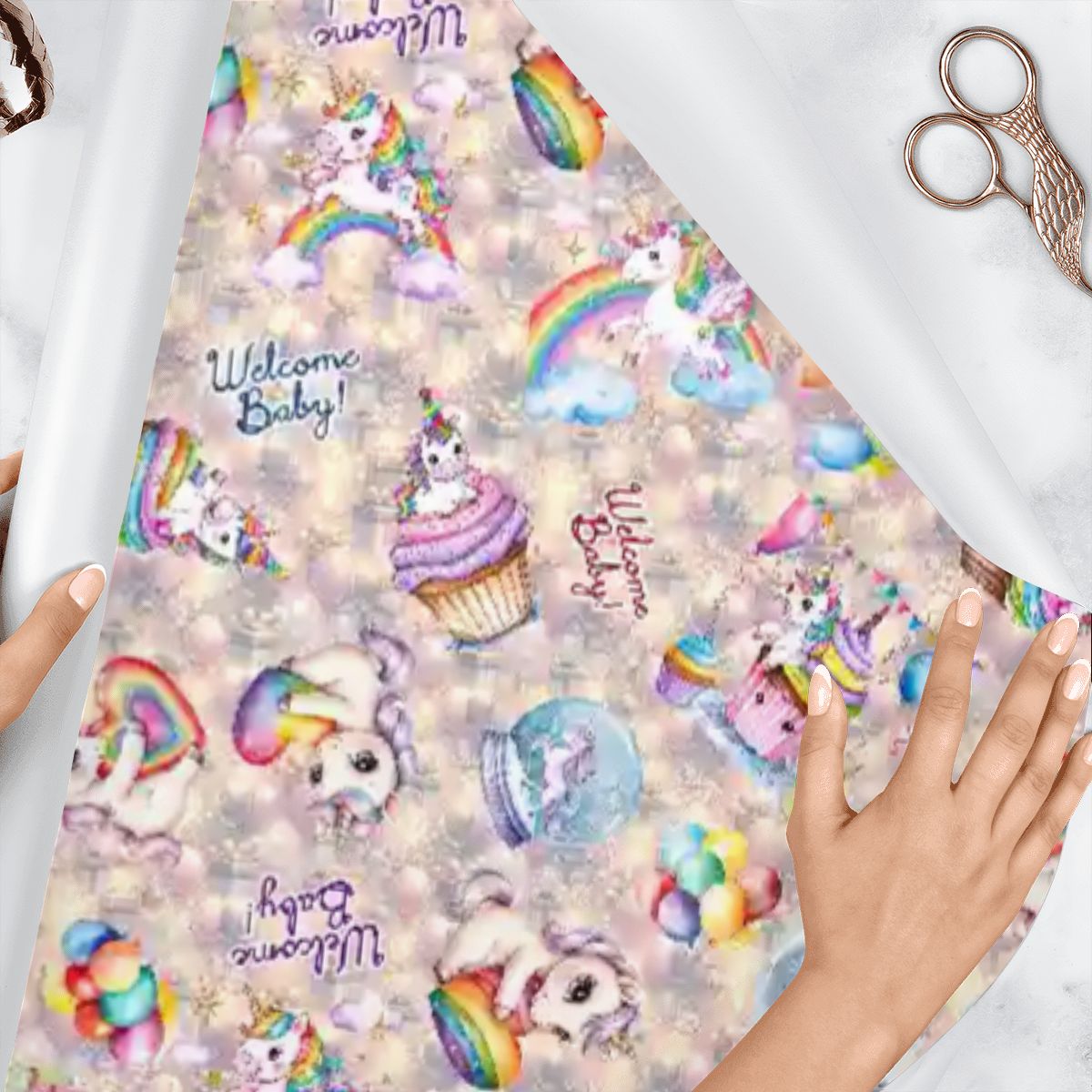 "Welcome Baby" Unicorn Baby Shower, 3 Pack Gift Wrapping Paper Sheets