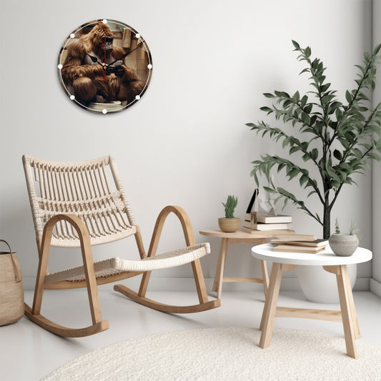 Sasquatch Bigfoot Toilet, Wooden Wall Clock