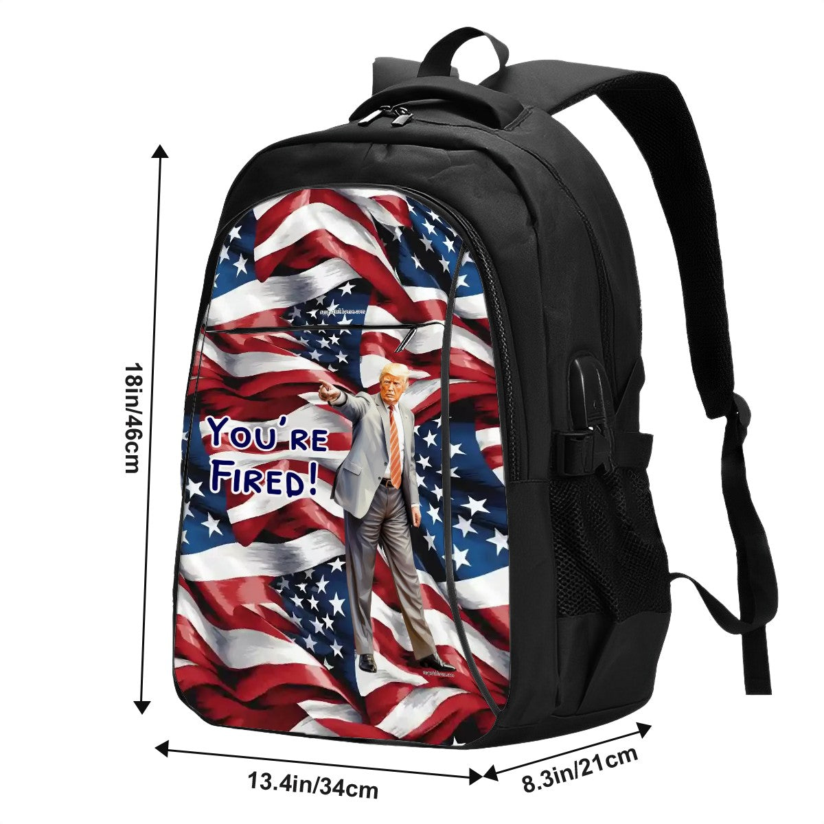 Donald Trump "You're Fired", Large Capacity, Oxford Travel, Laptop Bag with USB Charger
