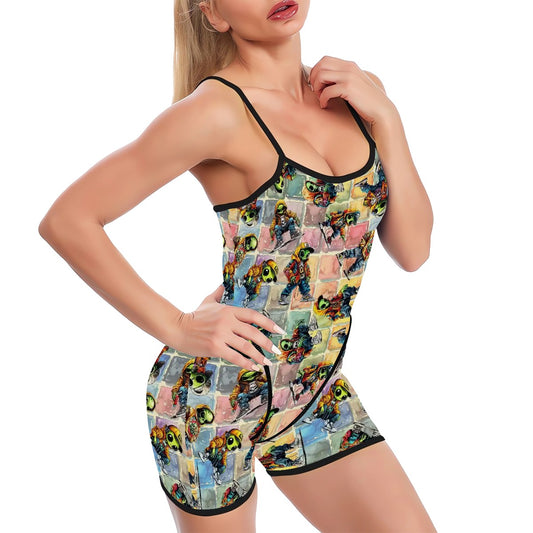 9 Alien Designs, Polyester Spandex Yoga Exercise Jumpsuit