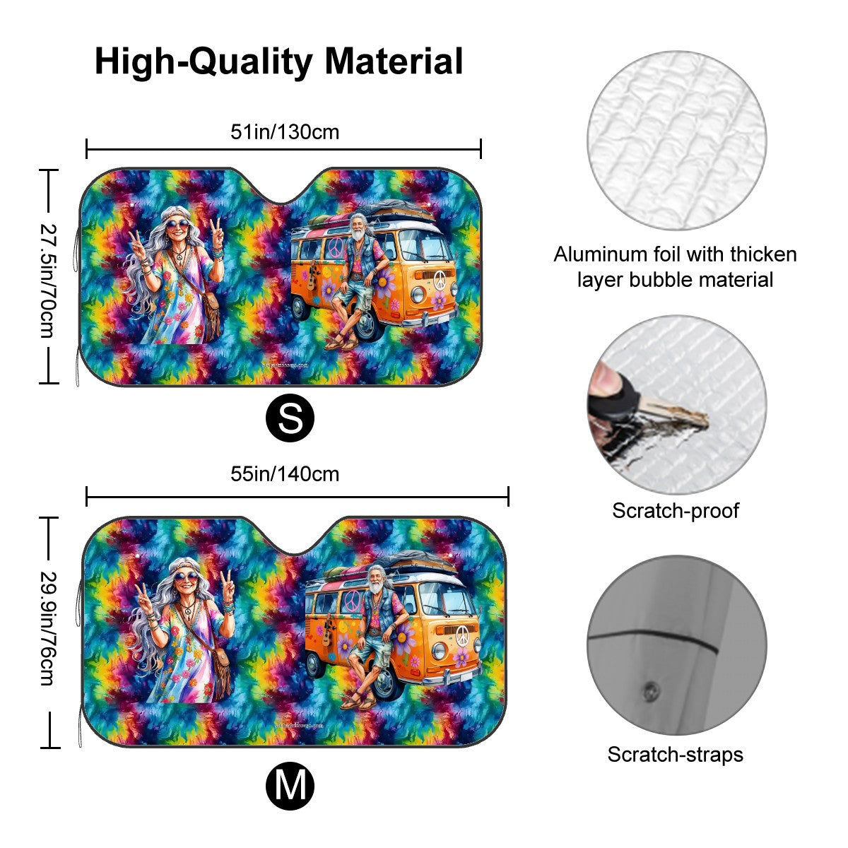 Old Hippie Lady & Man, Auto Car Windshield Sun Shade