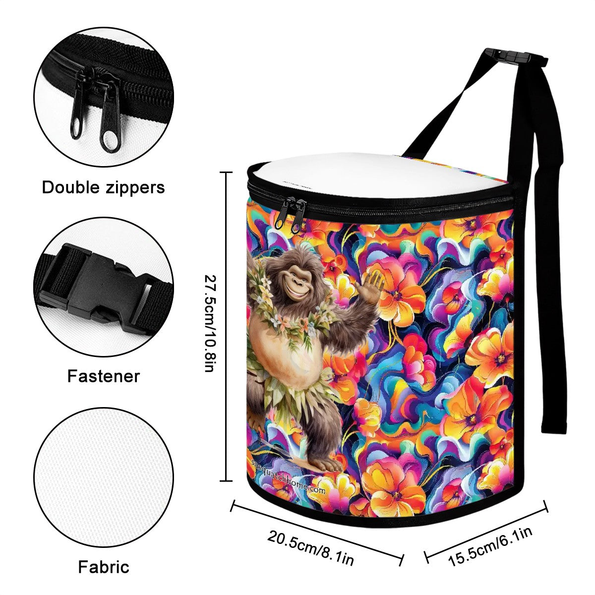 Hawaiian Dancing Bigfoot / Sasquatch, Bucket-Shaped Car Trash Bag, Tiki