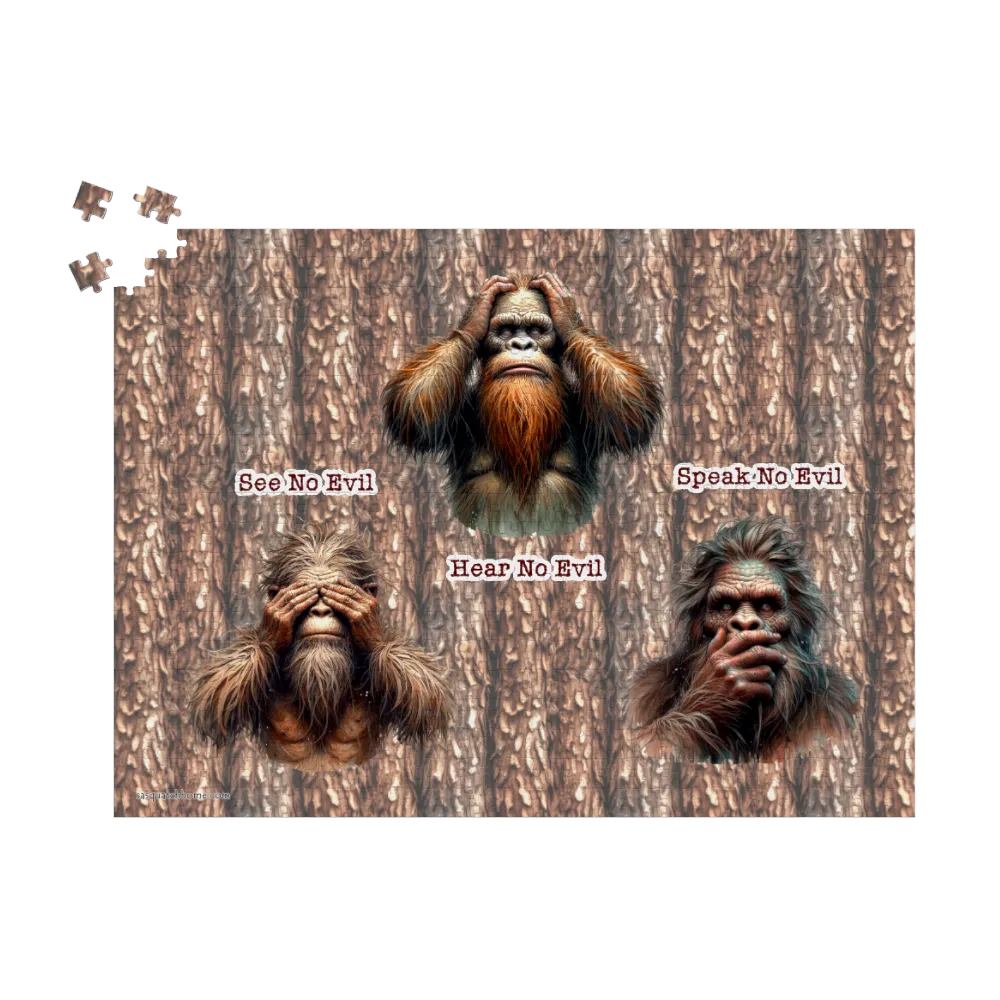 Bigfoot / Sasquatch, "See no evil..", Jigsaw Puzzles, 4 Sizes