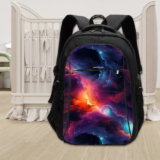 12 Galaxy / Outer Space Designs, Large Capacity, Oxford Travel, Laptop Bag with USB Charger