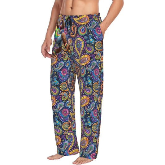 Psychedelic Paisley Men’s Polyester, Drawstring, Pajama Pants