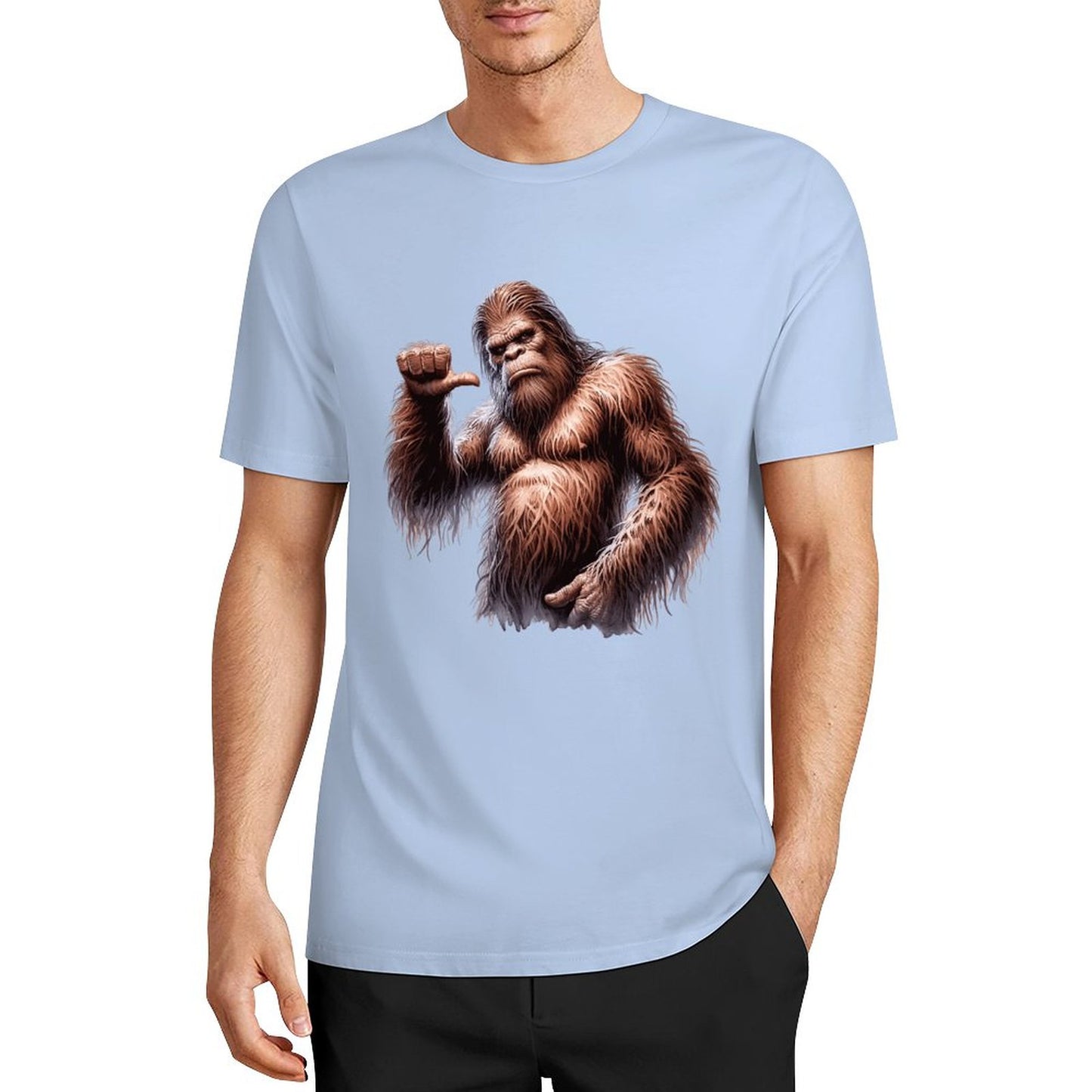 Bigfoot - Sasquatch Pointing at self Short Sleeve Cotton T-Shirt