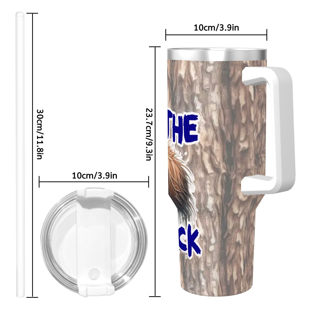 “Sarcastic Sasquatch” Series, “WTF”, 40 oz Travel Coffee Mug with a Straw