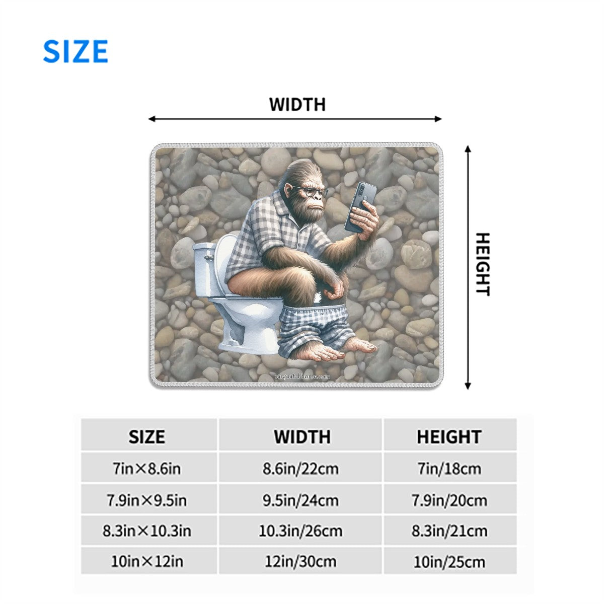 Sasqutch, Bigfoot, Mouse Pad with Rubber Lock Edge – 4 Sizes