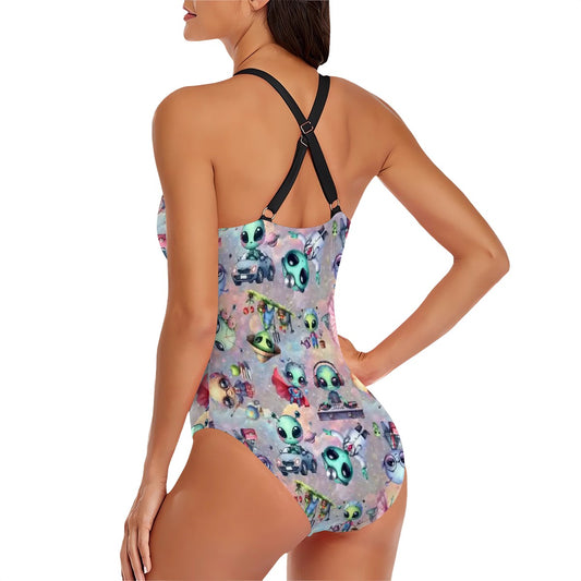 6 Awesome Alien Designs, Cross-Back One Piece Swimsuit