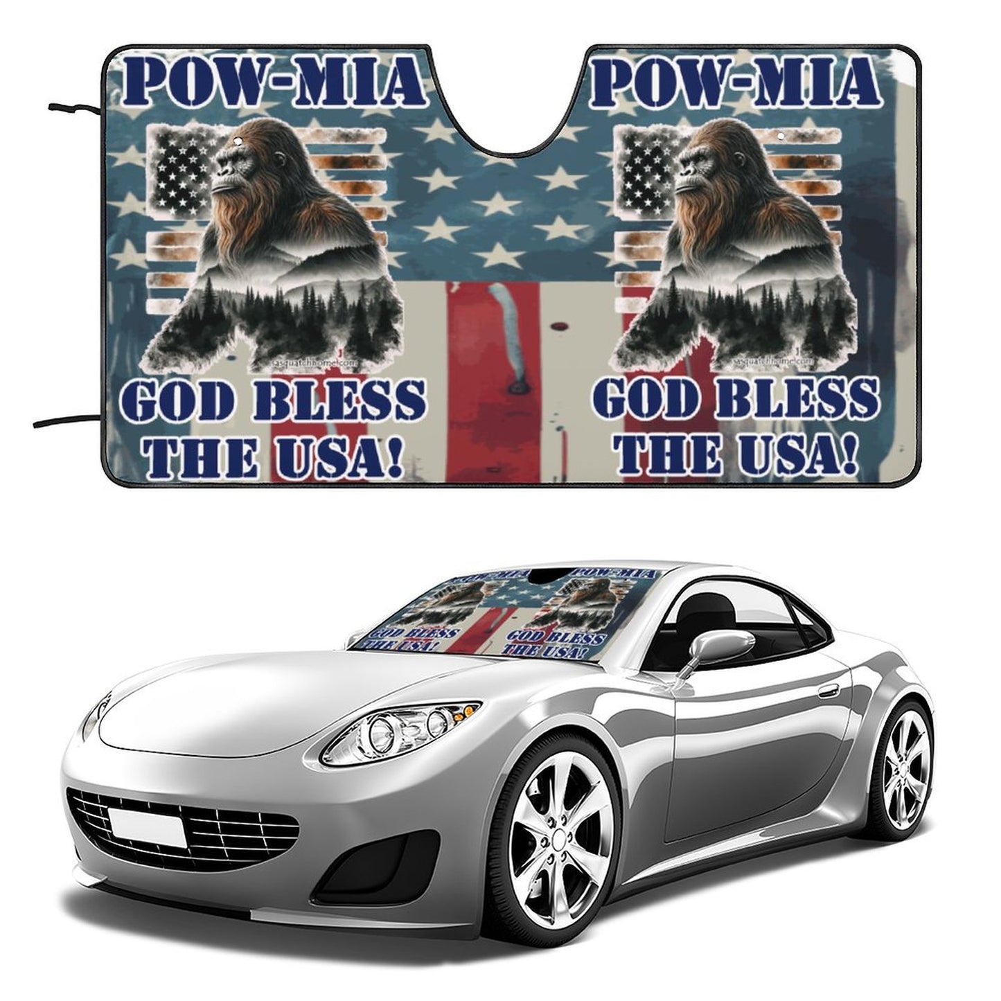 POW MIA Sasquatch Car Cool with Sun Shades