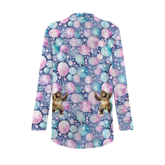 Bubbly Squatch Women's Long-Sleeved Cardigan