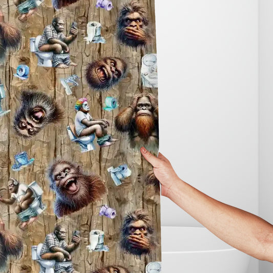 Sasquatch, Bigfoot Themed Polyester Shower Curtain - 60”x72”
