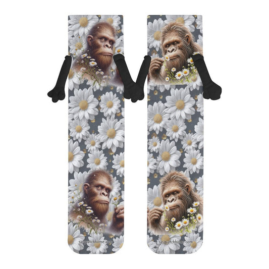 Bigfoot Daisies Magnetic Holding Hands Funny Socks – PERSONALIZE FREE
