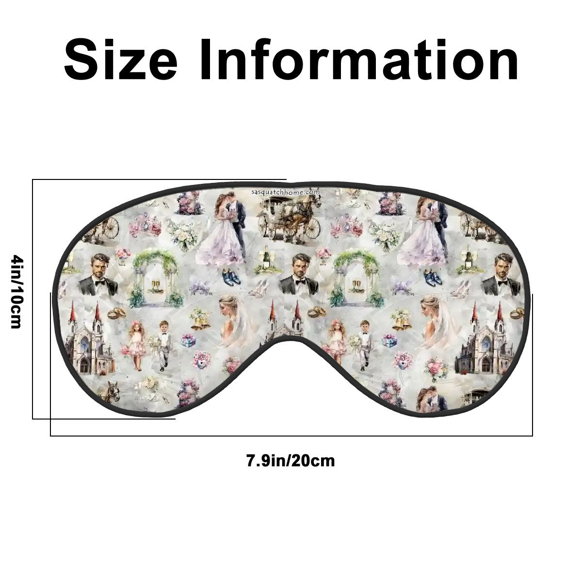 Sleep Mask with Adjustable Buckle - Wedding Design, Cloud Design