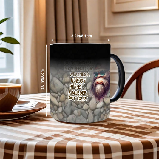 Sarcastic Sasquatch, "Mistake, Silence " Color Changing 11oz MugColor Changing 11oz Mug, Coffee Cup