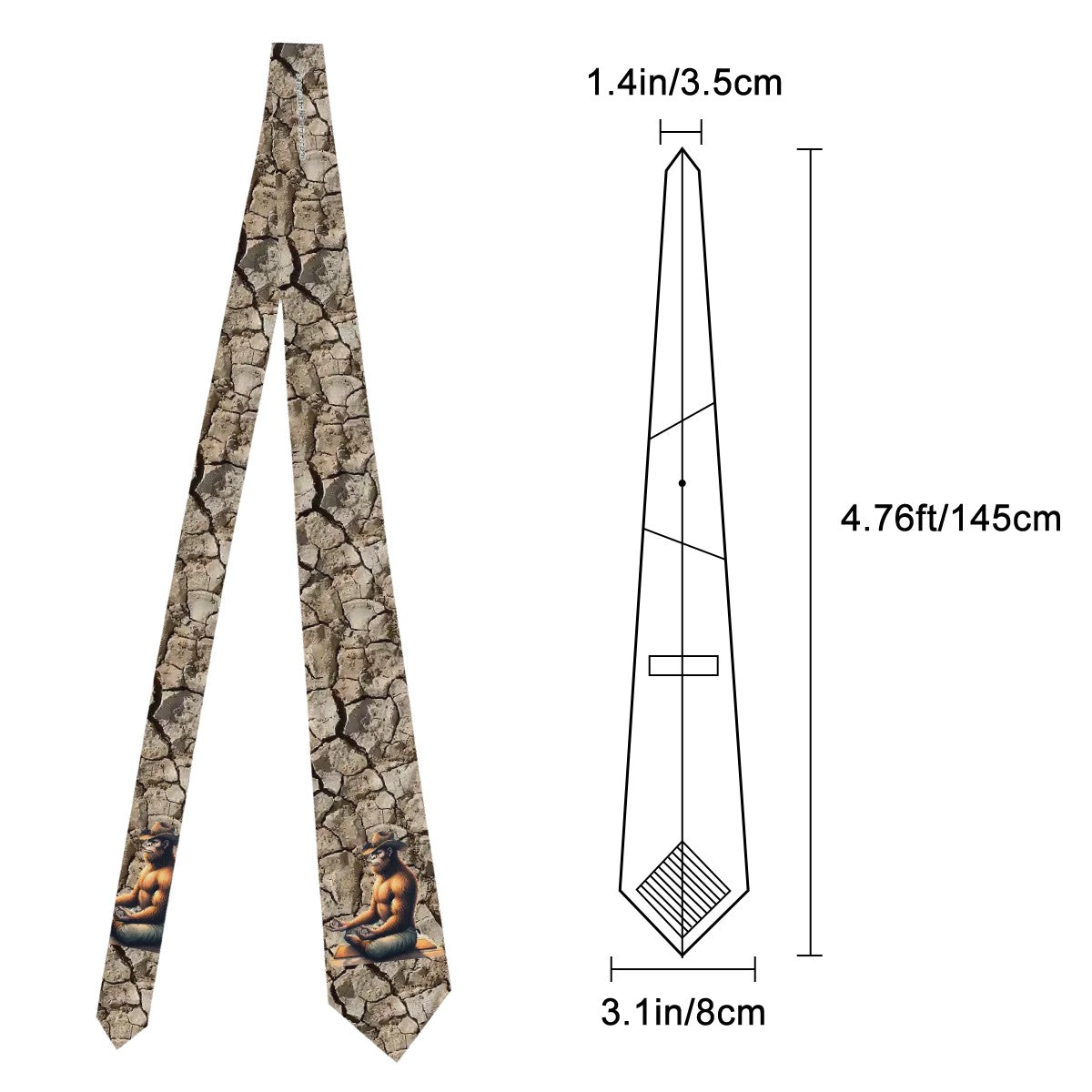 Yoga Bigfoot, Sasquatch, Silky Polyester Dapper Neck Tie