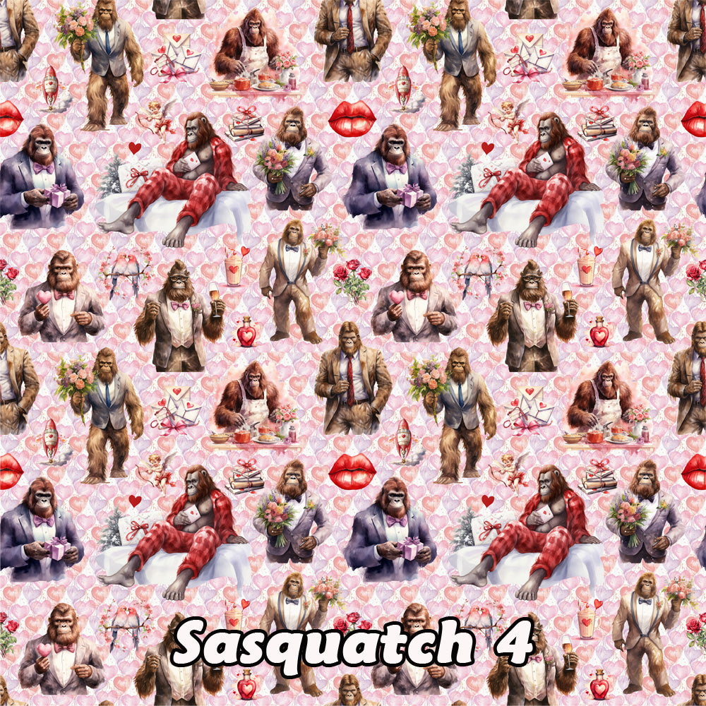 Valentine Bigfoot Sasquatch 4, 3 Pack Gift Wrapping Paper Sheets - Over 300 Square Feet of Gift Wrap