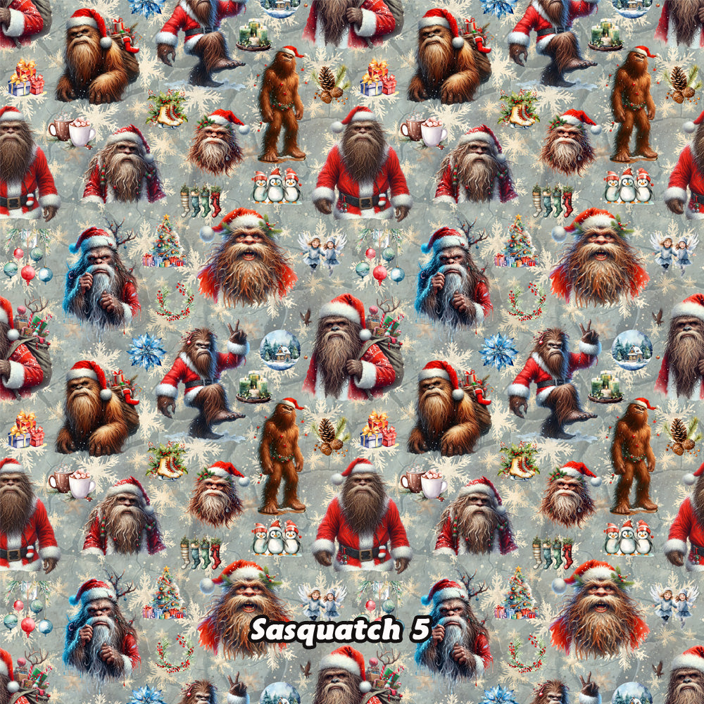 Christmas Bigfoot Sasquatch 5, 3 Pack Gift Wrapping Paper Sheets - Over 300 Square Feet of Gift Wrap