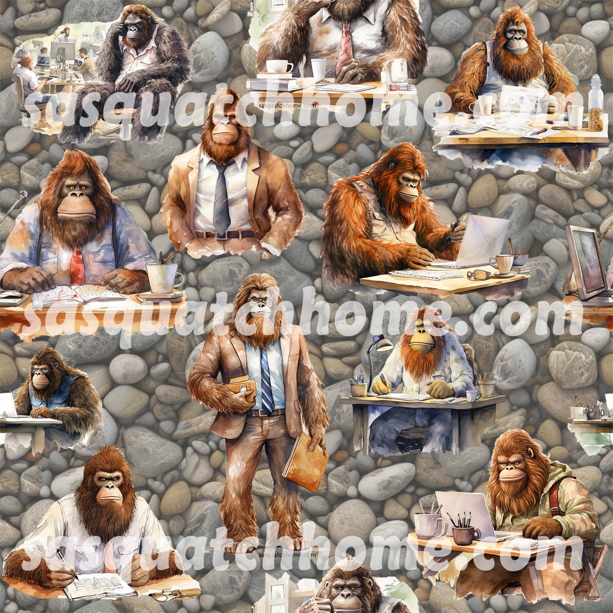 20 Bigfoot / Sasquatch Designs, Square Table Lamp with USB Ports, Charger