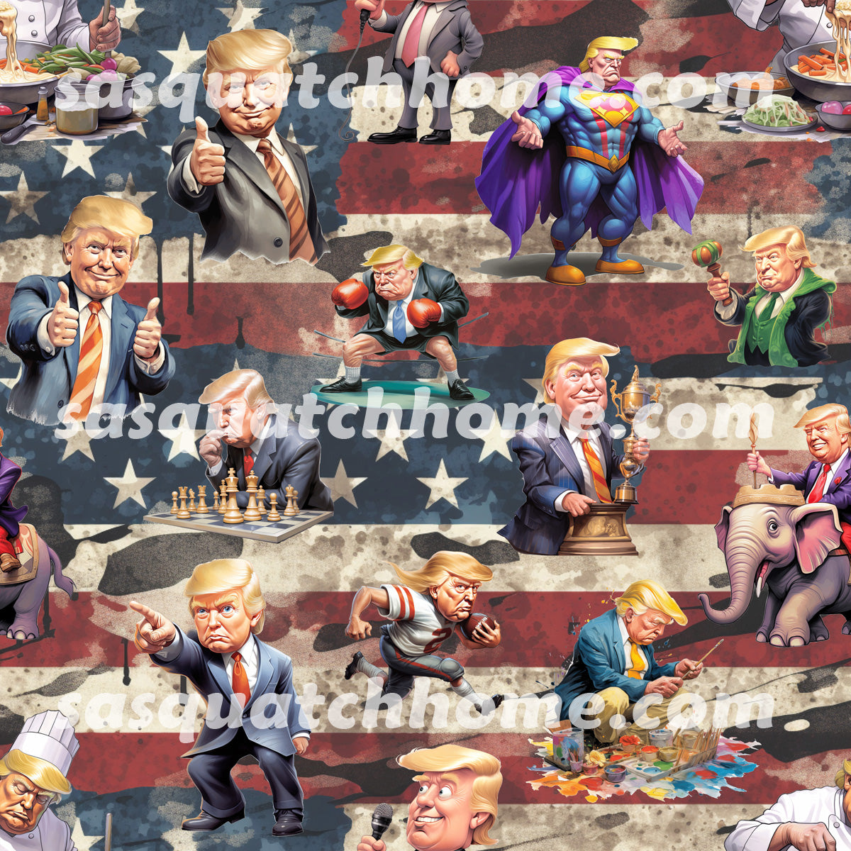 BULK - Donald Trump, MAGA Fabric - 20 Designs - Combed Quilt Cotton