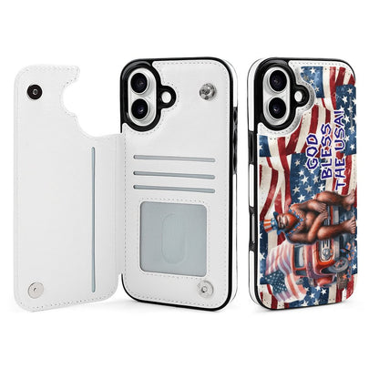 Patriotic Sasquatch / Bigfoot, iPhone 16 Faux Leather Wallet Case