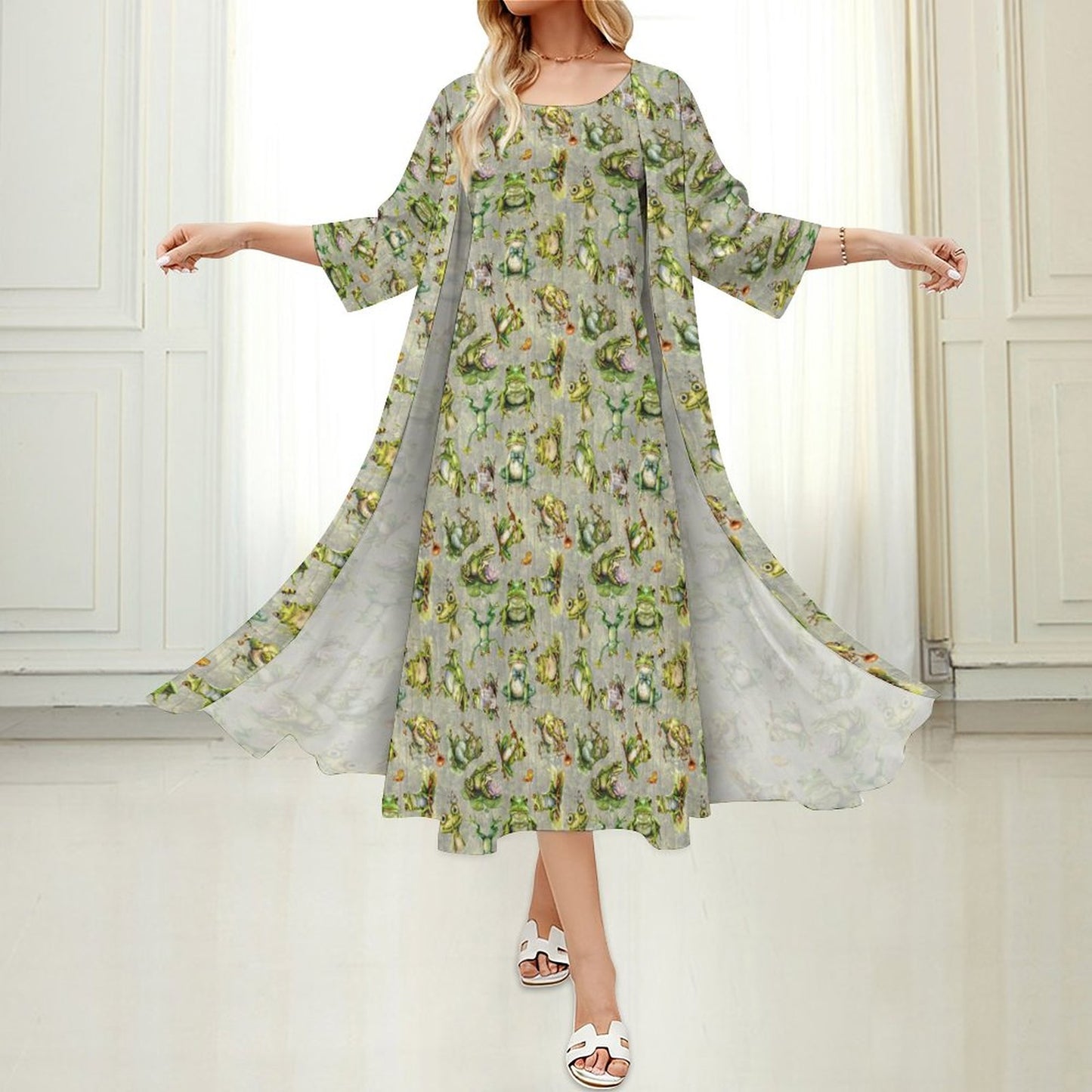 10 Animal Designs Women’s Long Dress with Cardigan