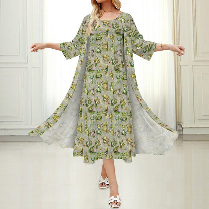 10 Animal Designs Women’s Long Dress with Cardigan