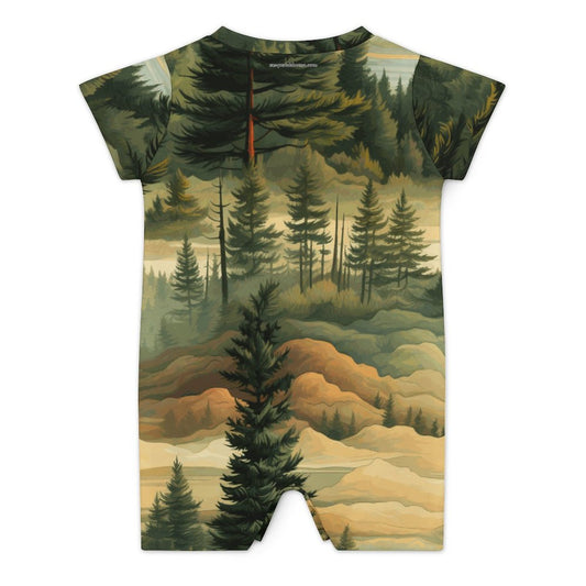 Bigfoot / Sasquatch & Alien, Faux Cotton Short Sleeve Baby Bodysuit Romper