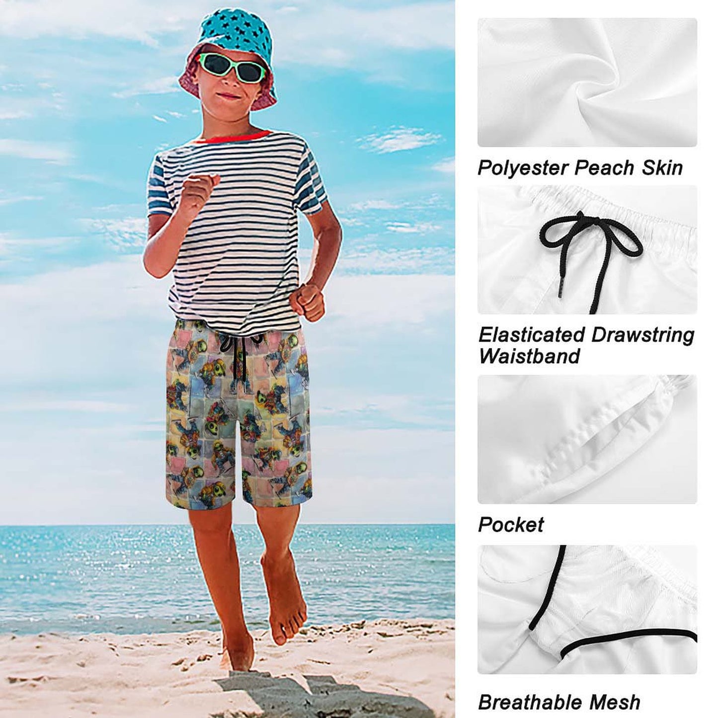 6 Alien Designs, Children’s Beach Pants, Swim Shorts