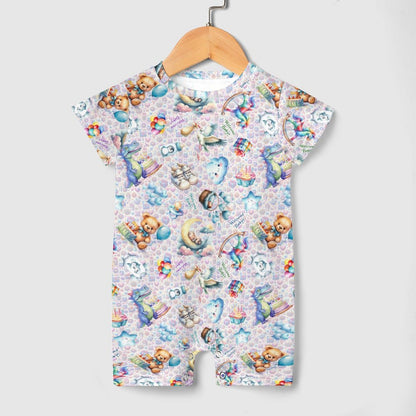 Welcome Baby, Faux Cotton Short Sleeve Baby Bodysuit Romper