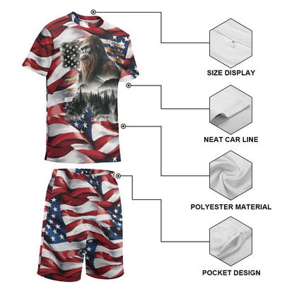 Patriot Bigfoot, Sasquatch, Children's T-shirt & Shorts Set