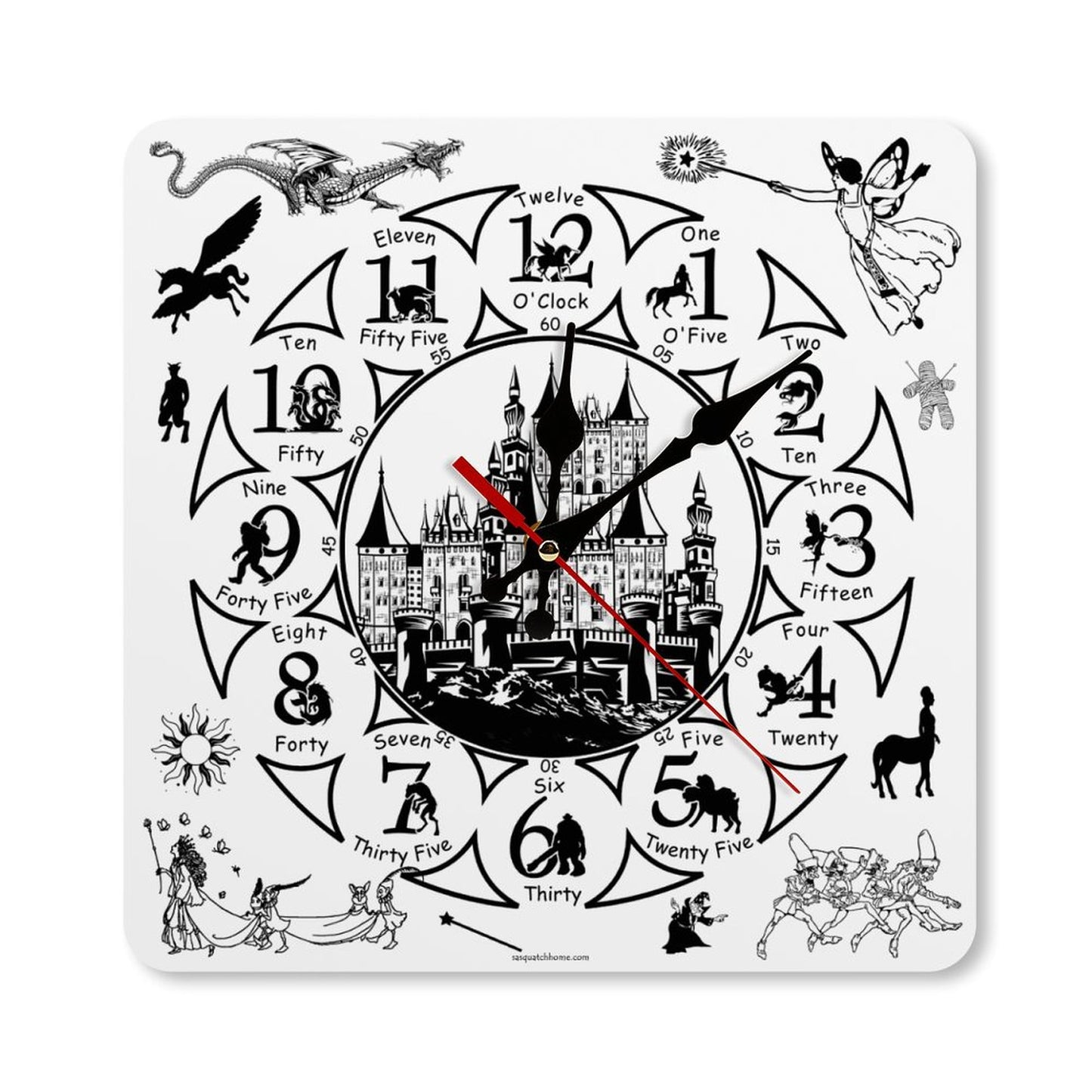 Mythical Creatures Square Wall Clock