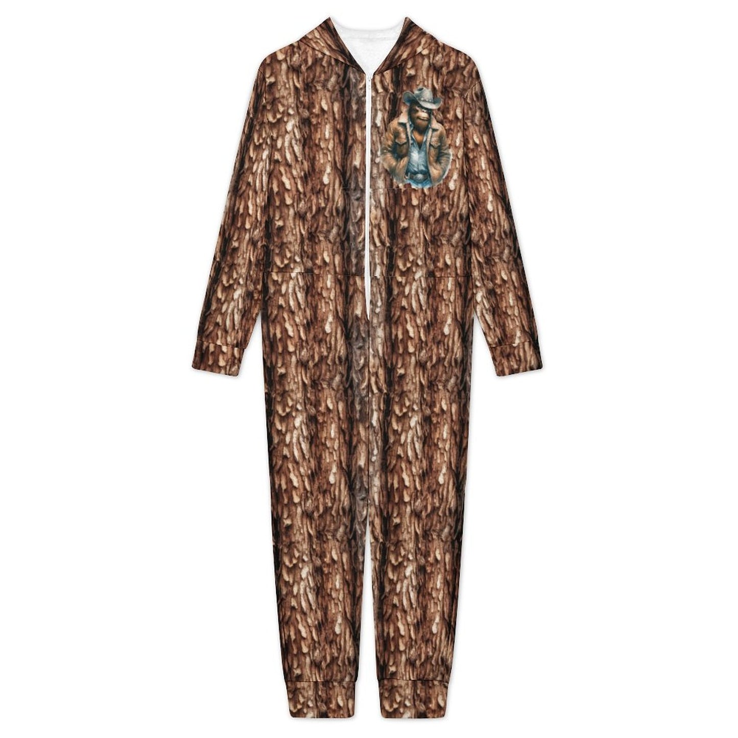 Cowboy Sasquatch, Youth Flannel Footless Zip up Pajama Jumpsuit