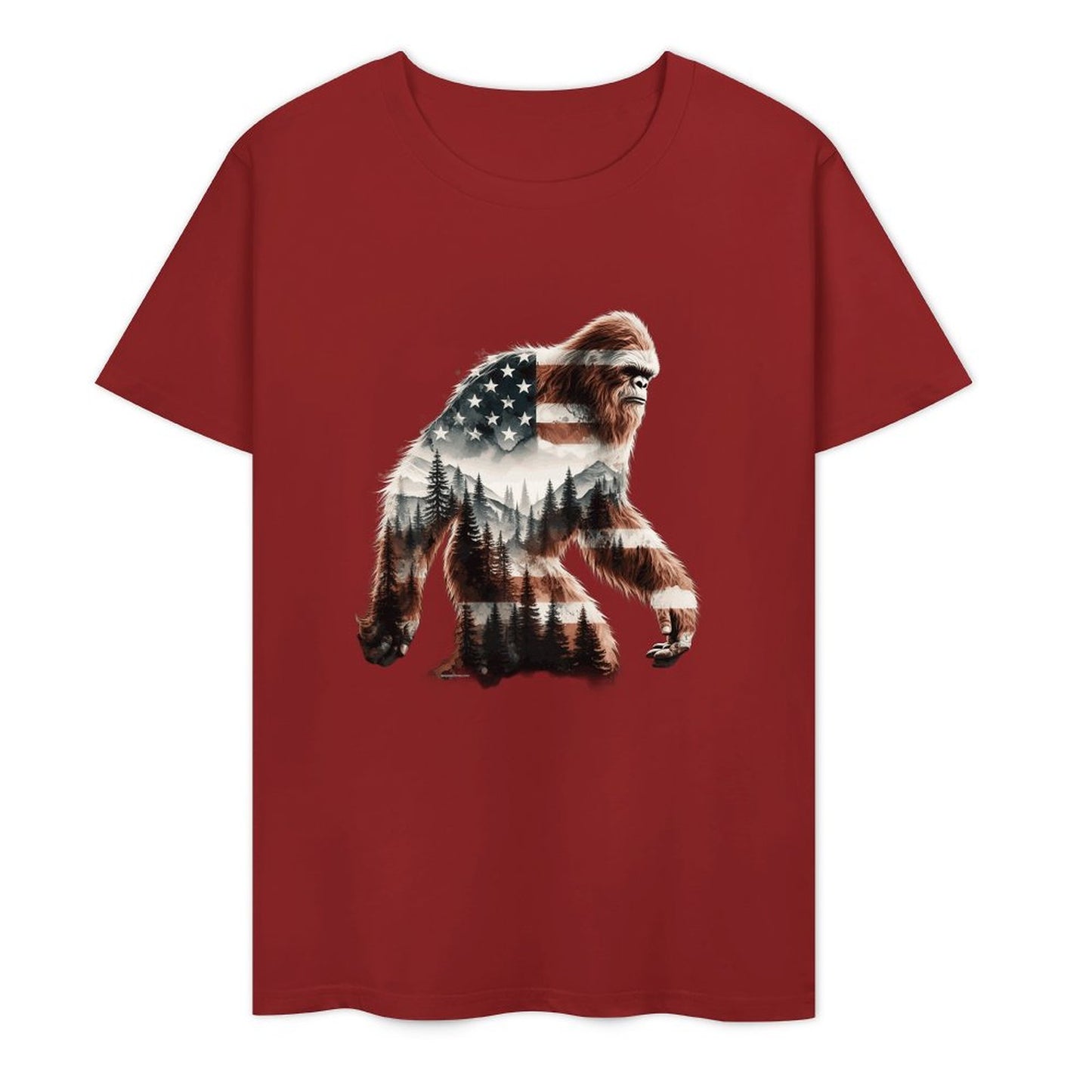 Bigfoot - Sasquatch Flag Scenery Cotton Unisex Long Sleeve T-shirt