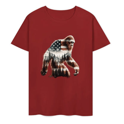 Bigfoot - Sasquatch Flag Scenery Cotton Unisex Long Sleeve T-shirt