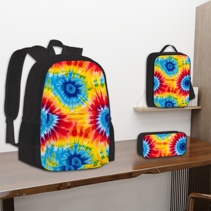 19 Tie Dye Designs, 3 Piece Bag Set – Oxford Backpack, Lunch Bag, Pencil Pouch