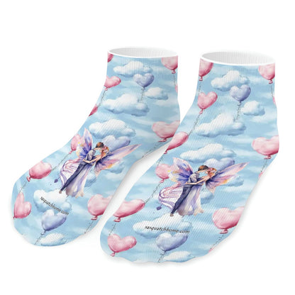 Fairies on Clouds, 8” Poly Ankle Socks