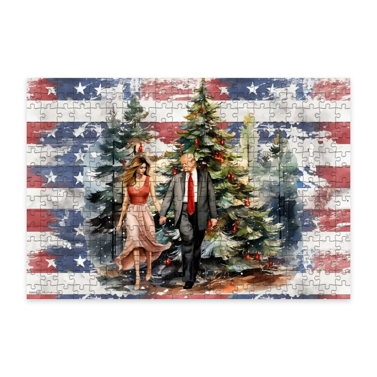 Donald & Melania Trump in Woods - Wooden Jigsaw Puzzle 300 pcs (Horizontal)